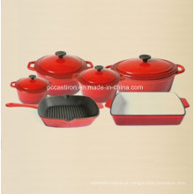 6PCS esmalte ferro fundido Cookware definido para cozinha